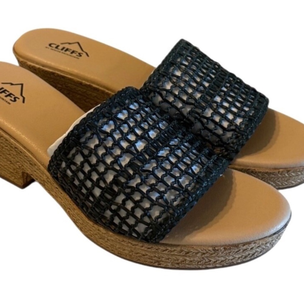 Cliffs by White Mountain Women's Biankka Espadrille Wedge Sandal Black Sz 10 NIB